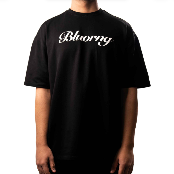 Supplied black script-branded shirt inspiration; third-party example